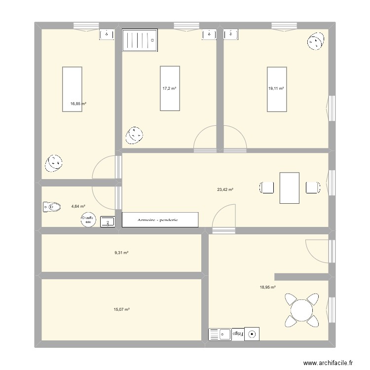 PLAN SALON . Plan de 8 pièces et 125 m2