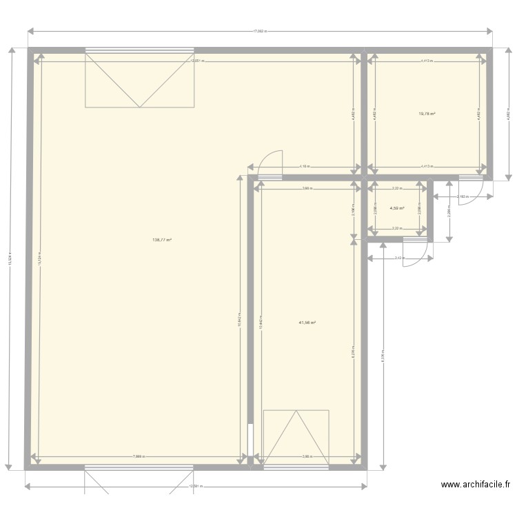 projet pour mairie. Plan de 4 pièces et 205 m2