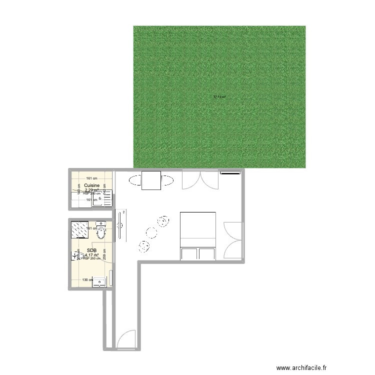 studio suresnes. Plan de 2 pièces et 6 m2