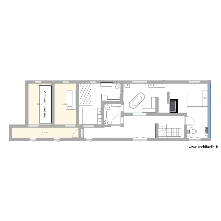 1er étage. Plan de 3 pièces et 24 m2