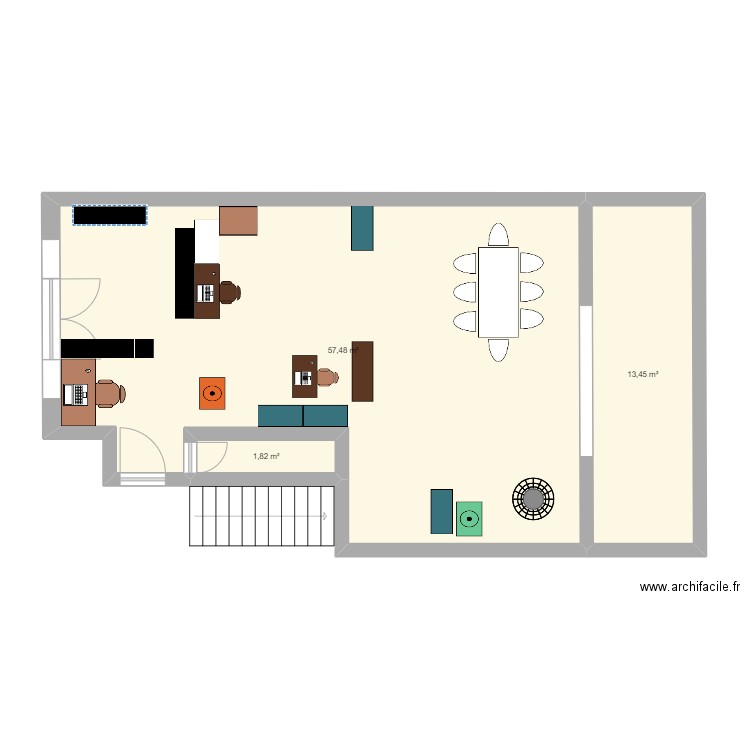 20CLEMENCEAU RDC. Plan de 3 pièces et 73 m2