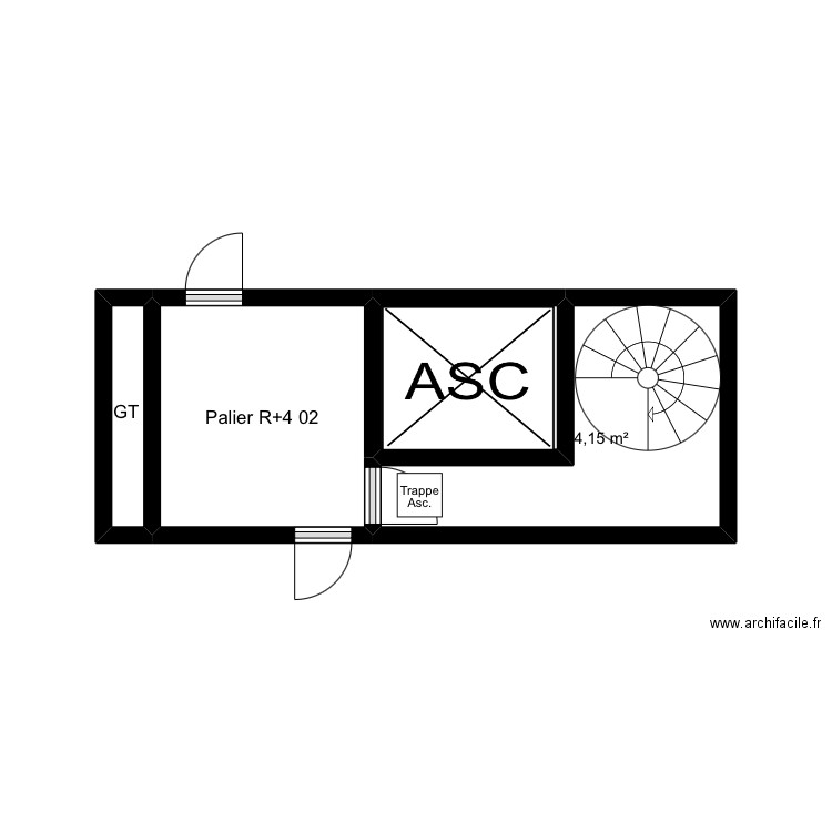 R+4. Plan de 4 pièces et 11 m2