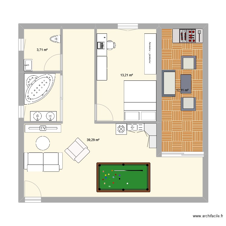 version leo 2 amenagement. Plan de 4 pièces et 68 m2