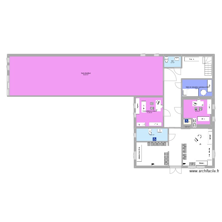 Clinique MB. Plan de 8 pièces et 122 m2