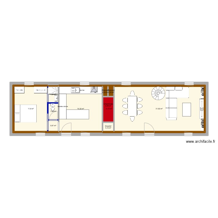 Etreville. Plan de 17 pièces et 67 m2