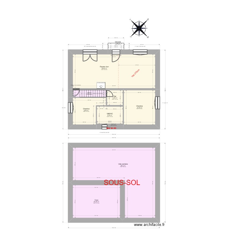 VIRGILLE. Plan de 12 pièces et 223 m2