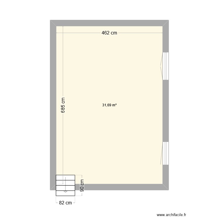 2 pièces base. Plan de 1 pièce et 32 m2