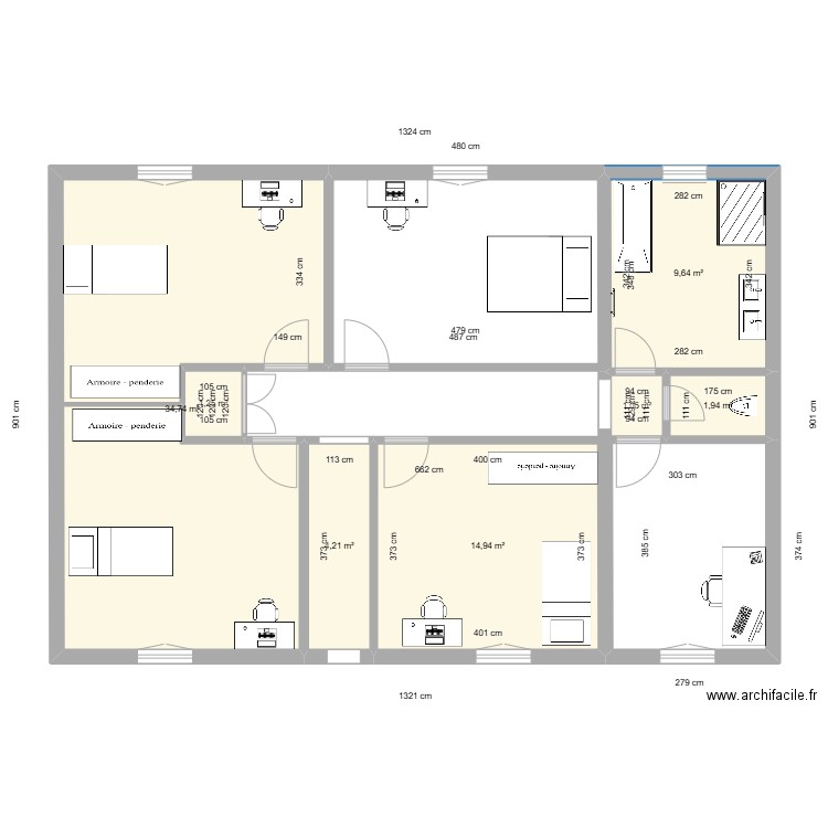 New maison ETAGE v8. Plan de 7 pièces et 68 m2