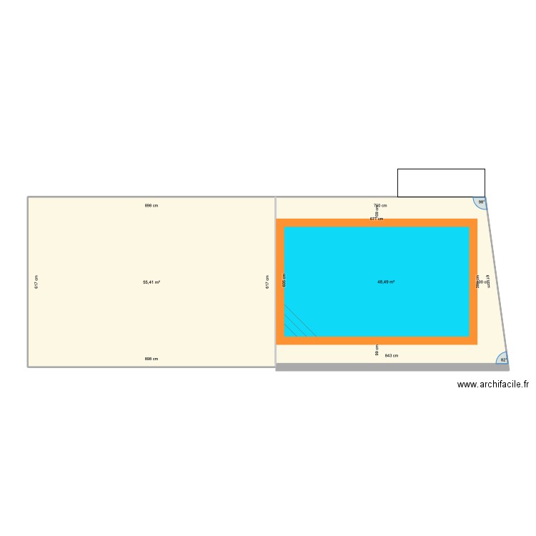 Piscine LOLO. Plan de 2 pièces et 104 m2