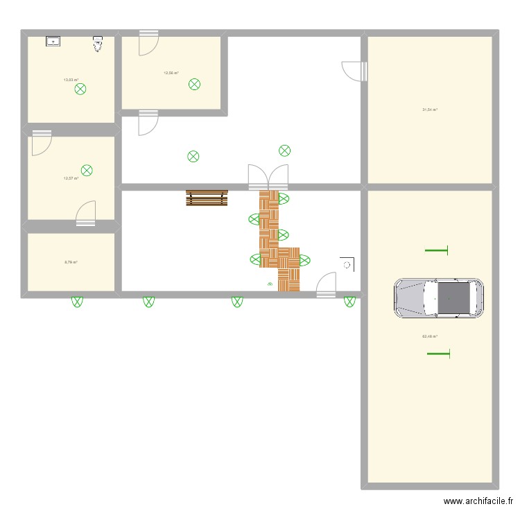 proyecto iluminitario 2. Plan de 6 pièces et 141 m2