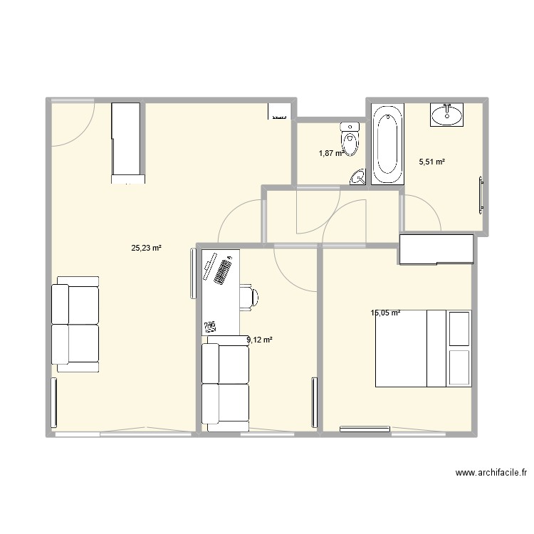 Herblay 2. Plan de 5 pièces et 57 m2