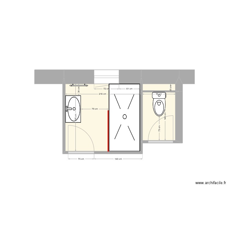 Bakalowicz SB 1 avec aménagement . Plan de 3 pièces et 6 m2