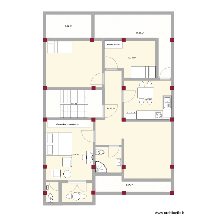 plan new. Plan de 9 pièces et 122 m2