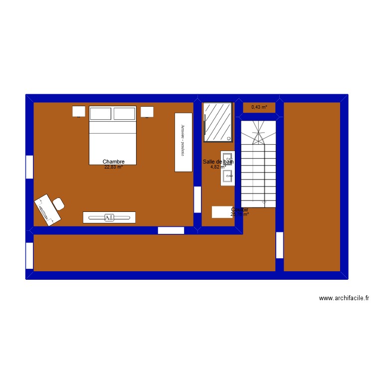 maison. Plan de 4 pièces et 54 m2