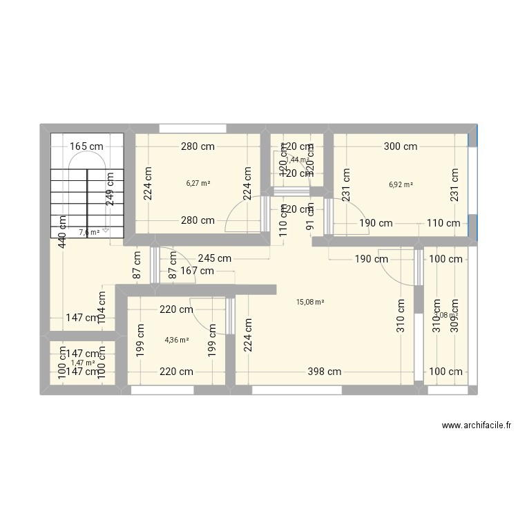 Buholo . Plan de 8 pièces et 46 m2