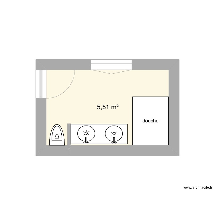 sdb . Plan de 1 pièce et 6 m2