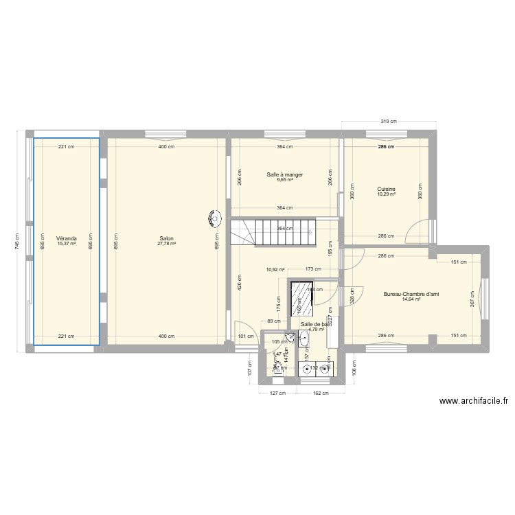 romilly-Rdc-projet. Plan de 8 pièces et 95 m2