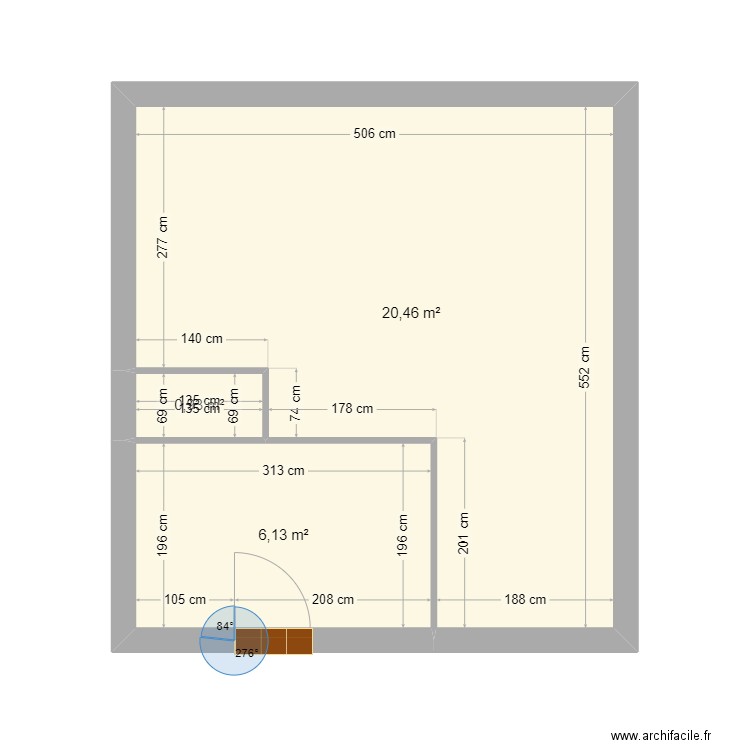 salon toilettage . Plan de 3 pièces et 28 m2