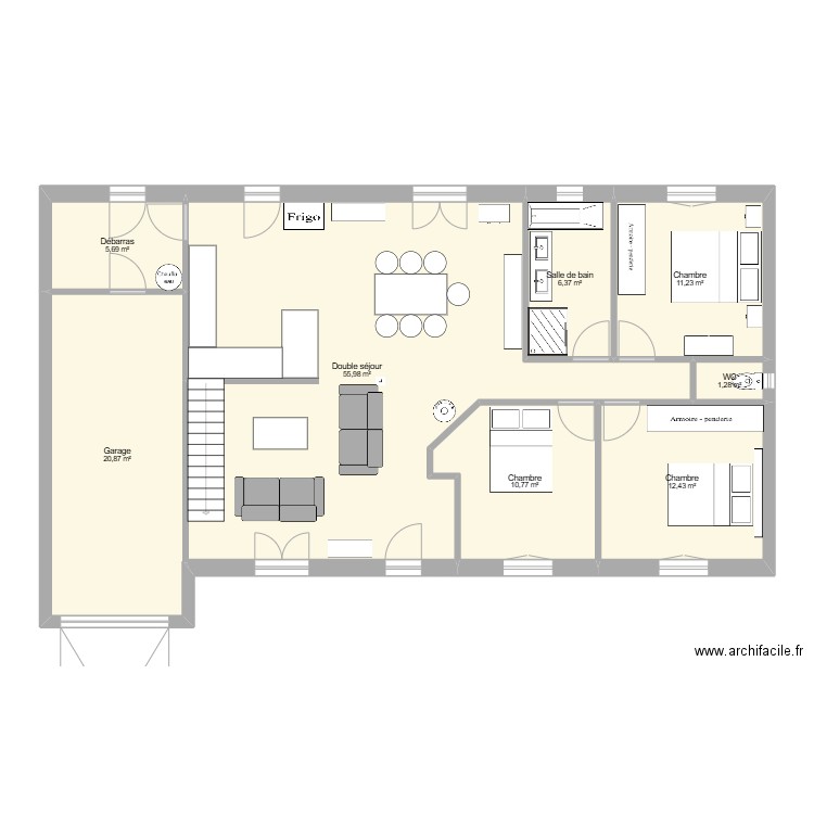 FOUG36. Plan de 8 pièces et 125 m2