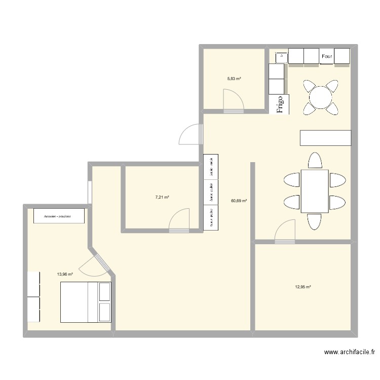 Montchoisi. Plan de 5 pièces et 101 m2