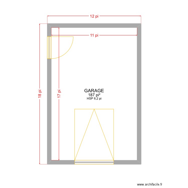 Test Serge. Plan de 1 pièce et 17 m2