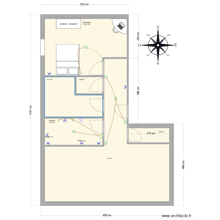 appartement f2 nohan. Plan de 6 pièces et 65 m2