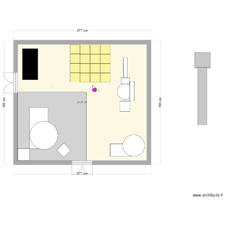 cutter. Plan de 1 pièce et 62 m2