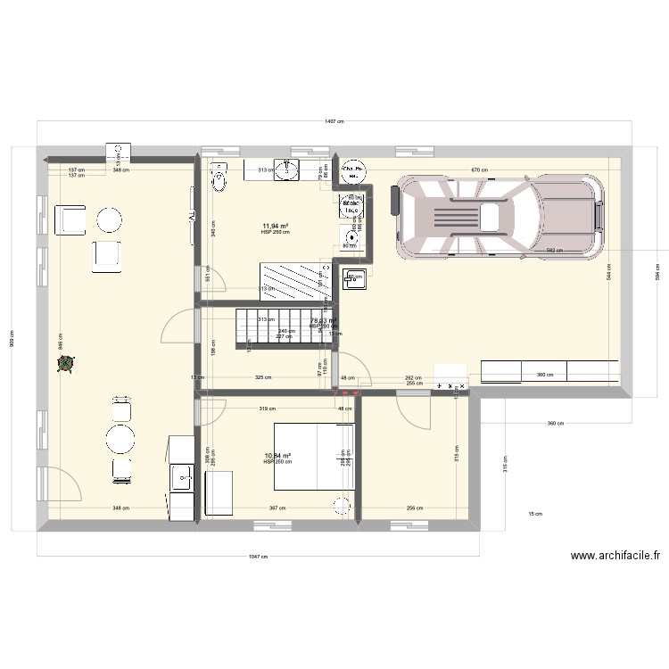 Maison Cydia et Félix. Plan de 3 pièces et 101 m2