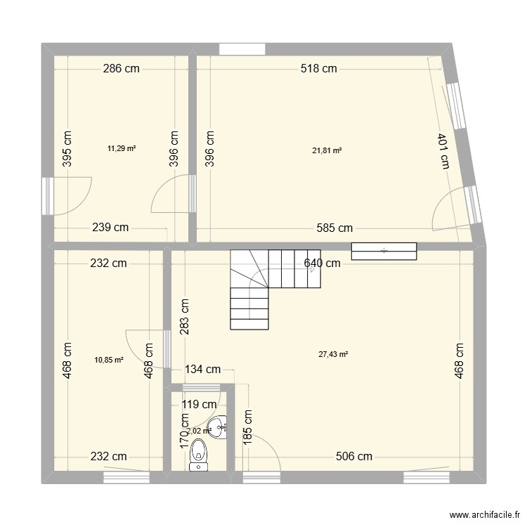 mam rdc. Plan de 5 pièces et 73 m2