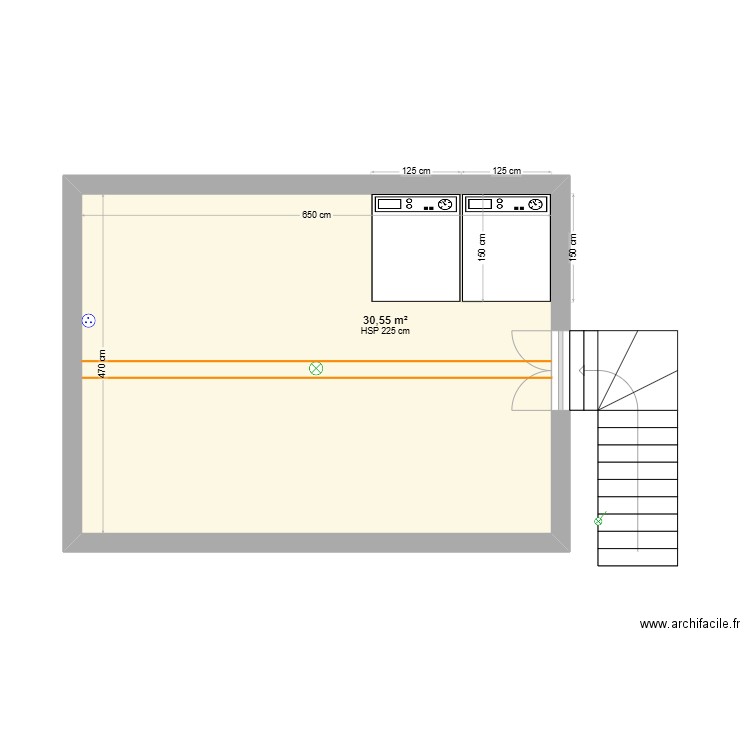 Cave - Plan actuel. Plan de 1 pièce et 31 m2