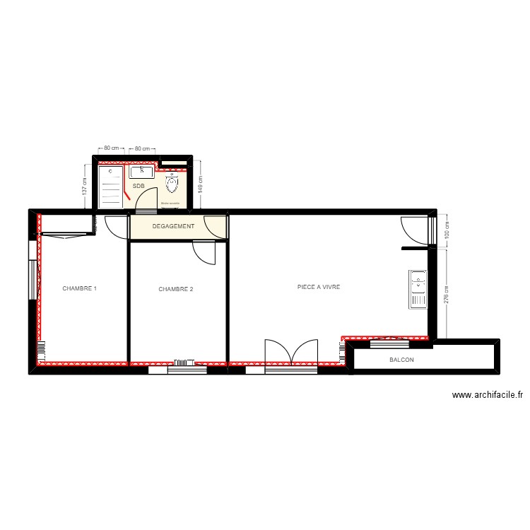 SORBIER APPARTEMENT PROJET 3. Plan de 4 pièces et 7 m2