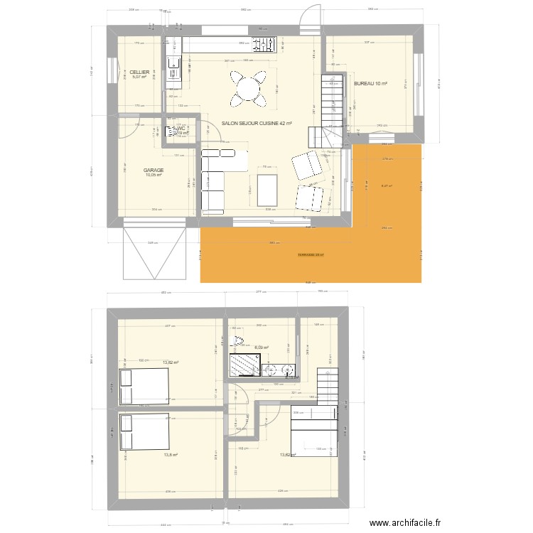 1242 RDC. Plan de 10 pièces et 122 m2