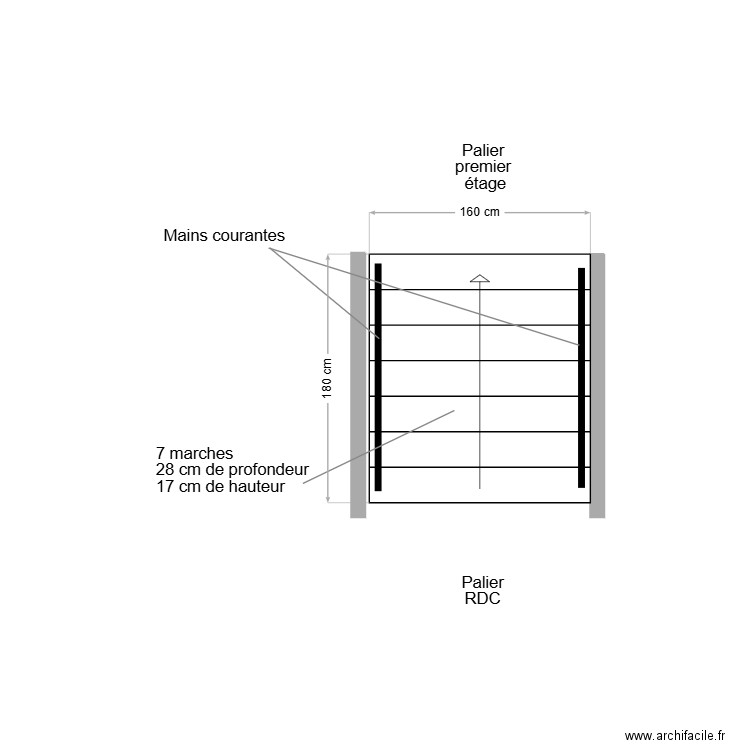 DAREAUX escalier existant. Plan de 0 pièce et 0 m2