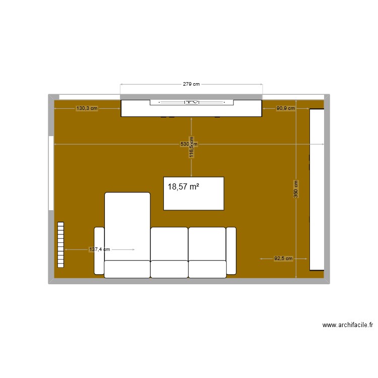 salon noel. Plan de 1 pièce et 19 m2