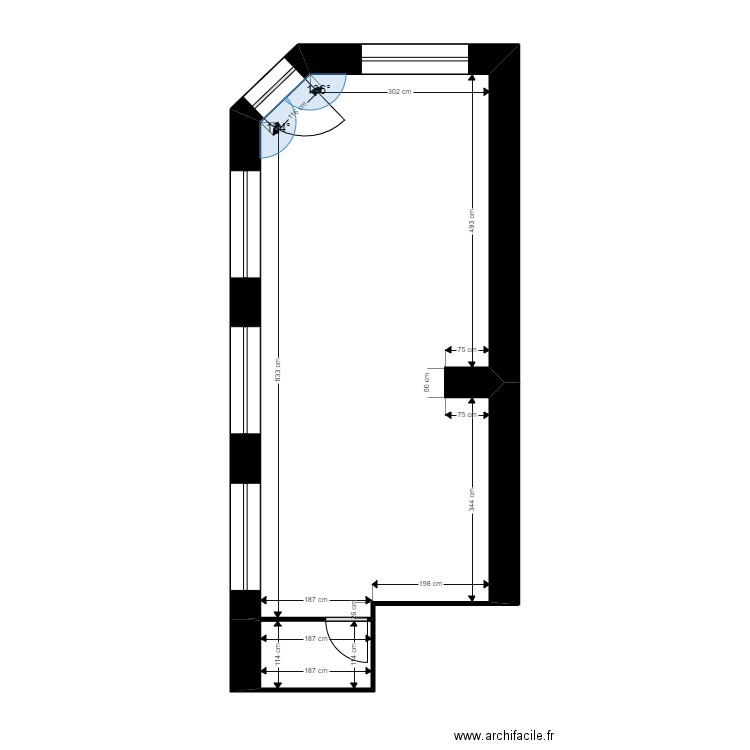 belle lc angle. Plan de 2 pièces et 36 m2