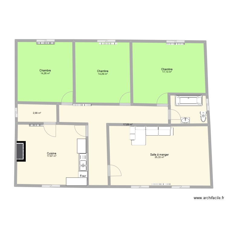 bemposta rdc. Plan de 7 pièces et 109 m2