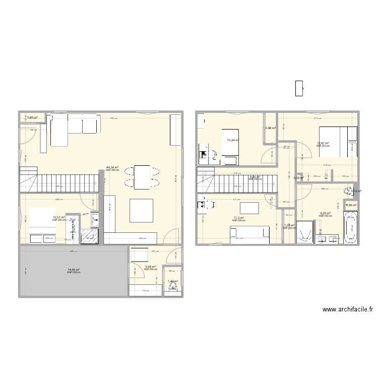 Louise chambre. Plan de 16 pièces et 132 m2