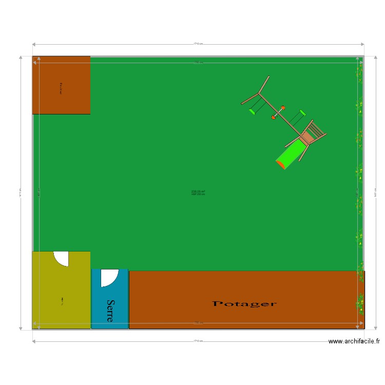 projet jardin. Plan de 1 pièce et 238 m2