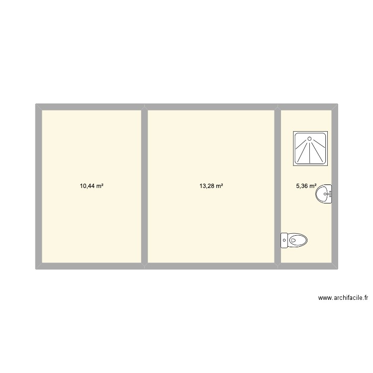 etage. Plan de 3 pièces et 29 m2