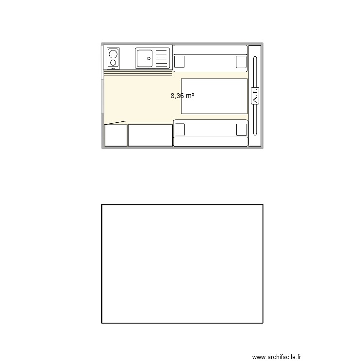 semi . Plan de 1 pièce et 8 m2