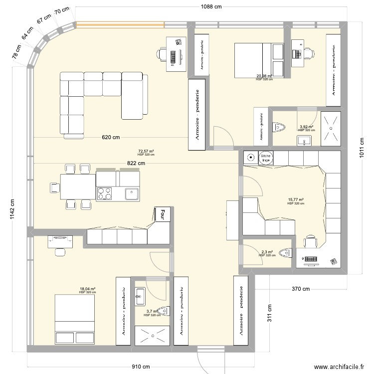 Hyde3. Plan de 7 pièces et 137 m2