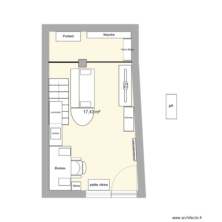 salon 1. Plan de 1 pièce et 17 m2