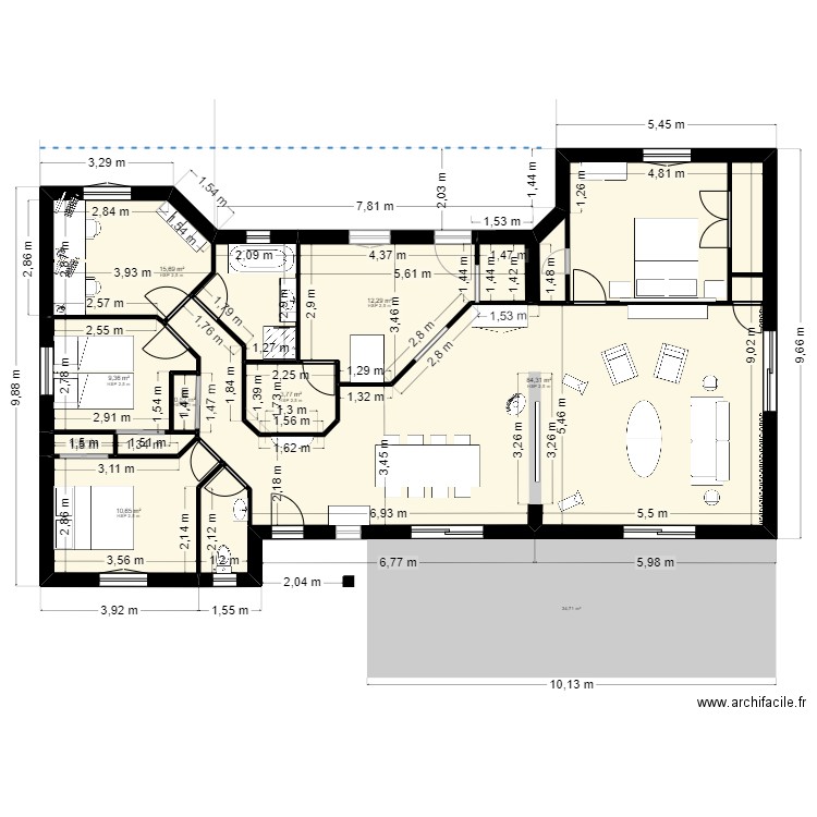 Maison CAPLANE. Plan de 5 pièces et 139 m2