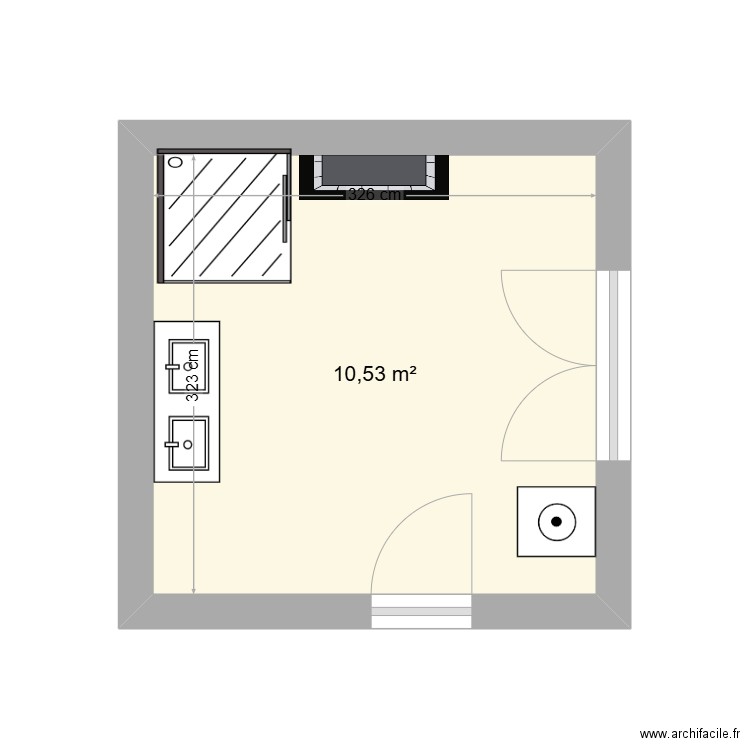 sdb Le Marchand. Plan de 1 pièce et 11 m2