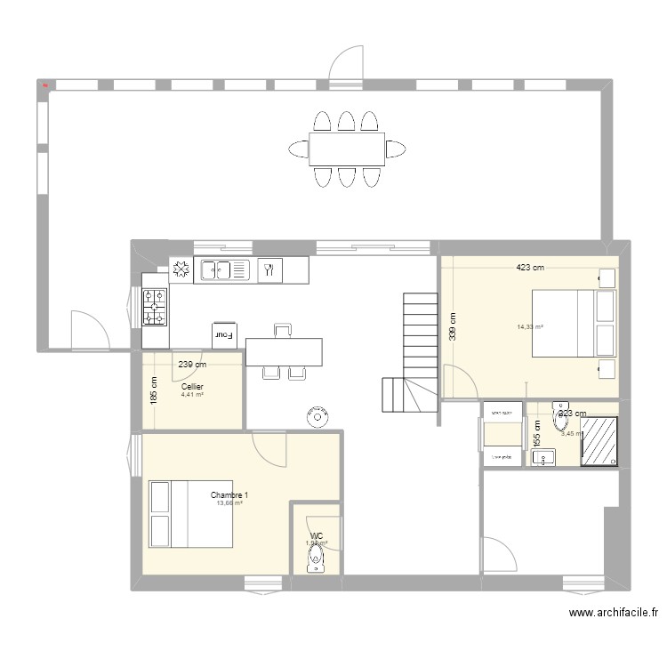 cassa3. Plan de 6 pièces et 39 m2