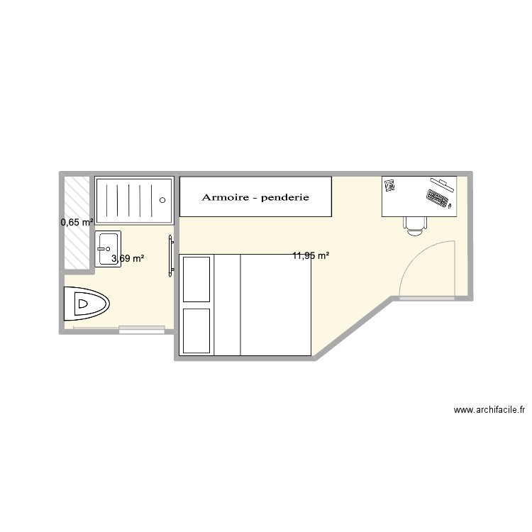 travaux 1 . Plan de 3 pièces et 16 m2