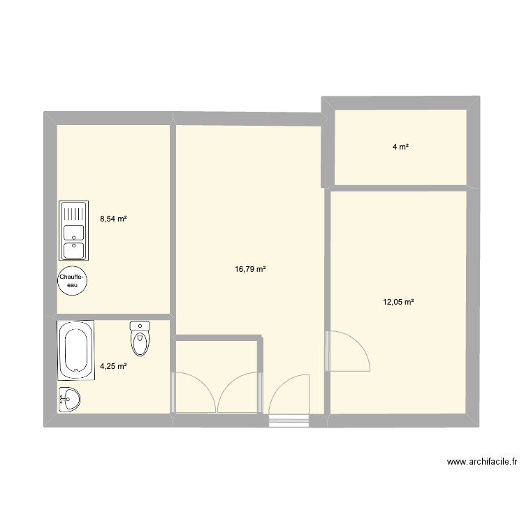 St-gilles. Plan de 5 pièces et 46 m2