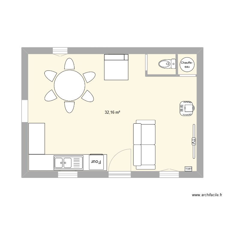 maison treflez. Plan de 1 pièce et 32 m2