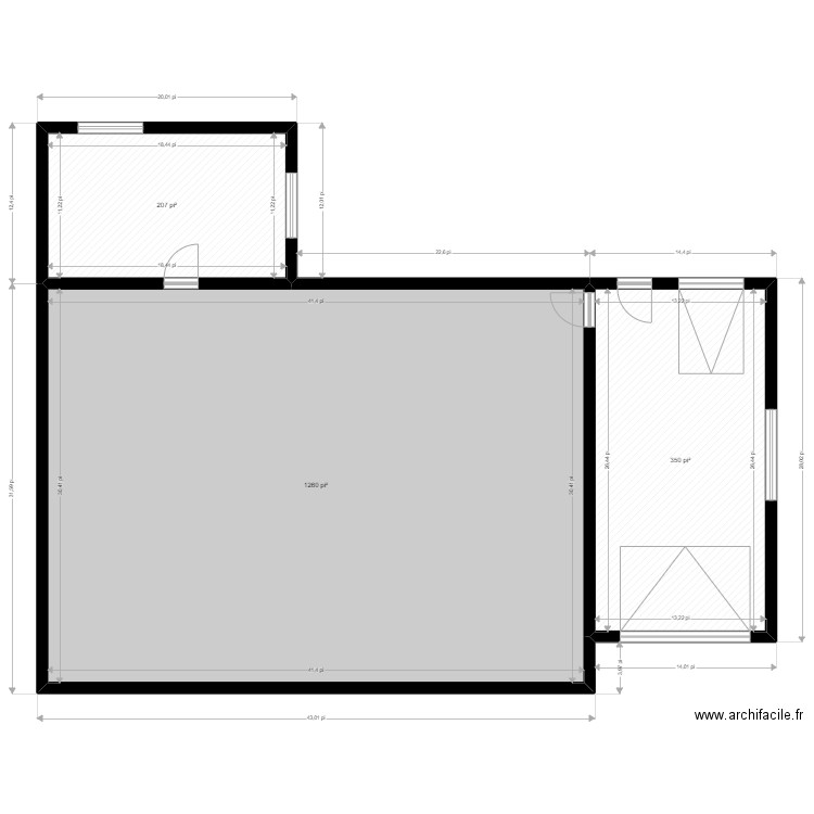 Projet agrandissement J-P Pellicelli. Plan de 3 pièces et 169 m2