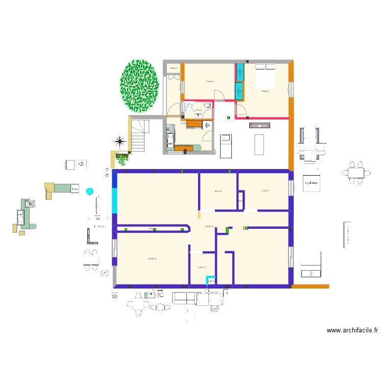 plan2. Plan de 15 pièces et 162 m2